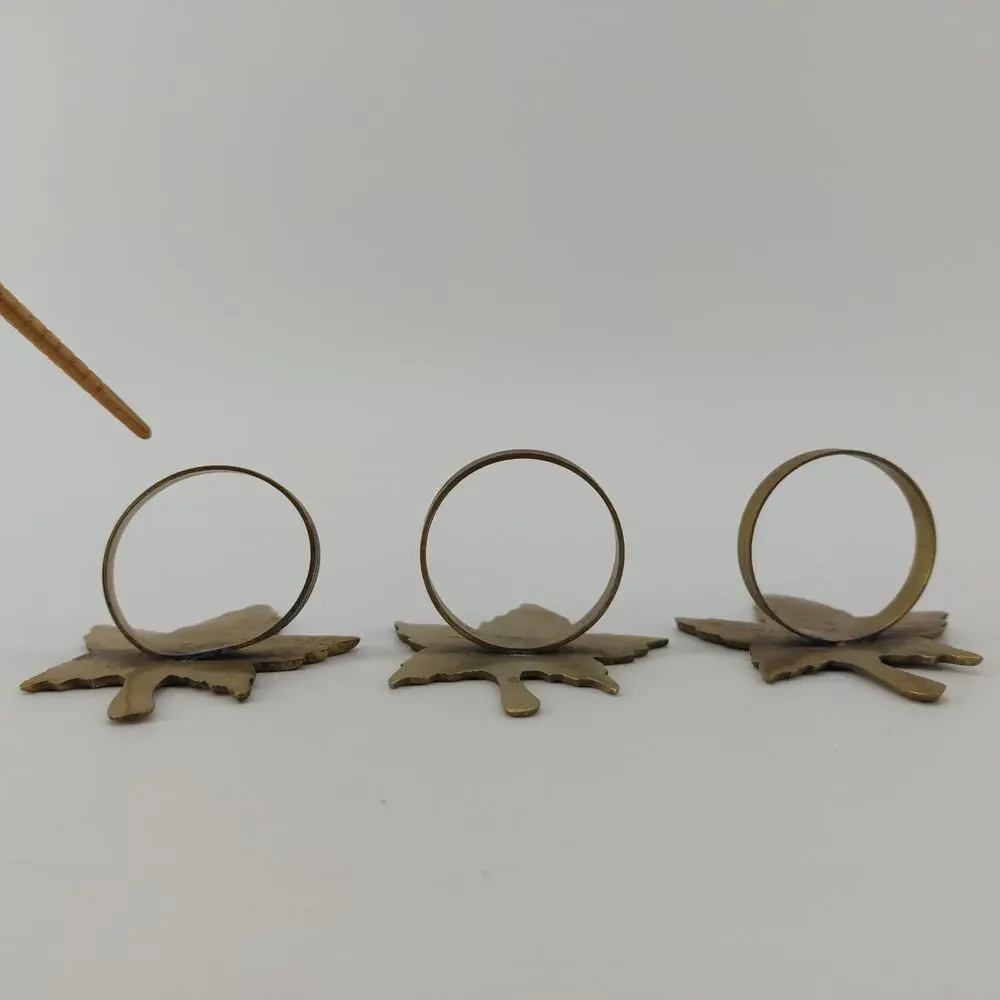 Thanksgiving Fall Leaves Napkin Rings Dining Gold Tone Lot 3 - Picture 10 of 12